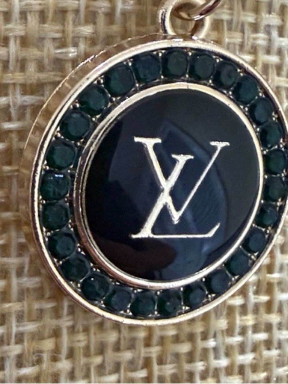 LV pendant Green & Gold on a Stainless steel Women’s necklace